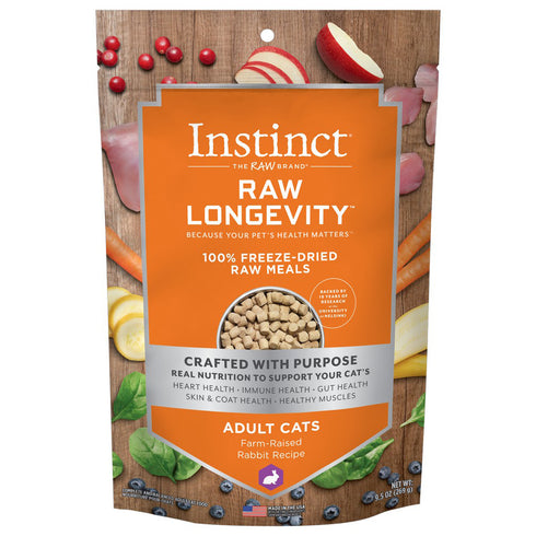 Instinct Raw Longevity 100% Freeze-Dried Raw Meals Farm-Raised Rabbit Cat Food 9.5oz - Poudre Pet and Feed Supply